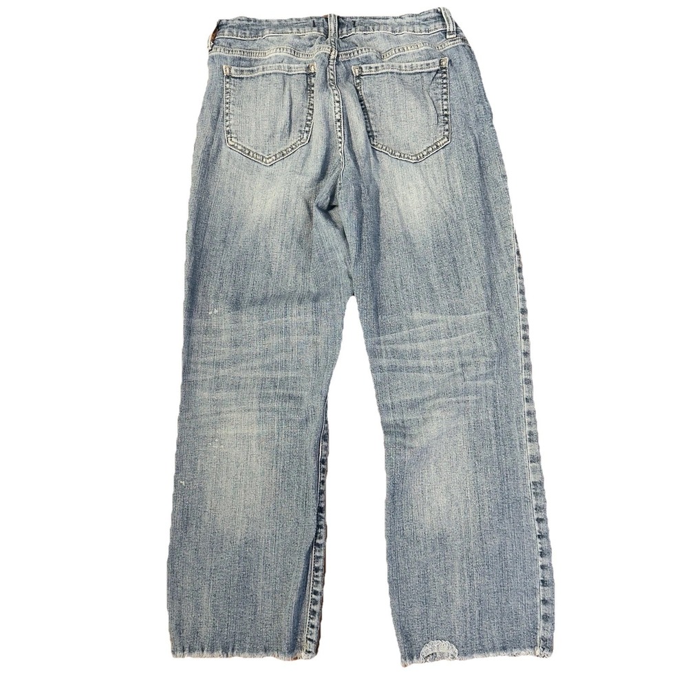 Eunina Women's Mid Rise Bootcut Blue Denim‎ Jeans Stretch 5-Pocket Raw Hem Sz 28 - Picture 8 of 14